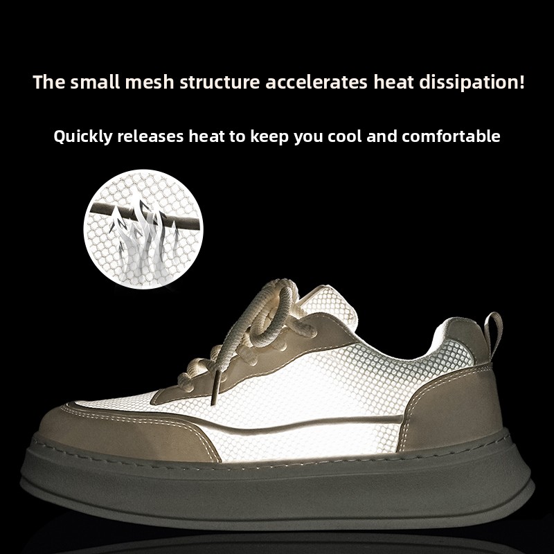 Men Shoes Eu To Us - Men's Breathable Mesh Platform Skate Shoes