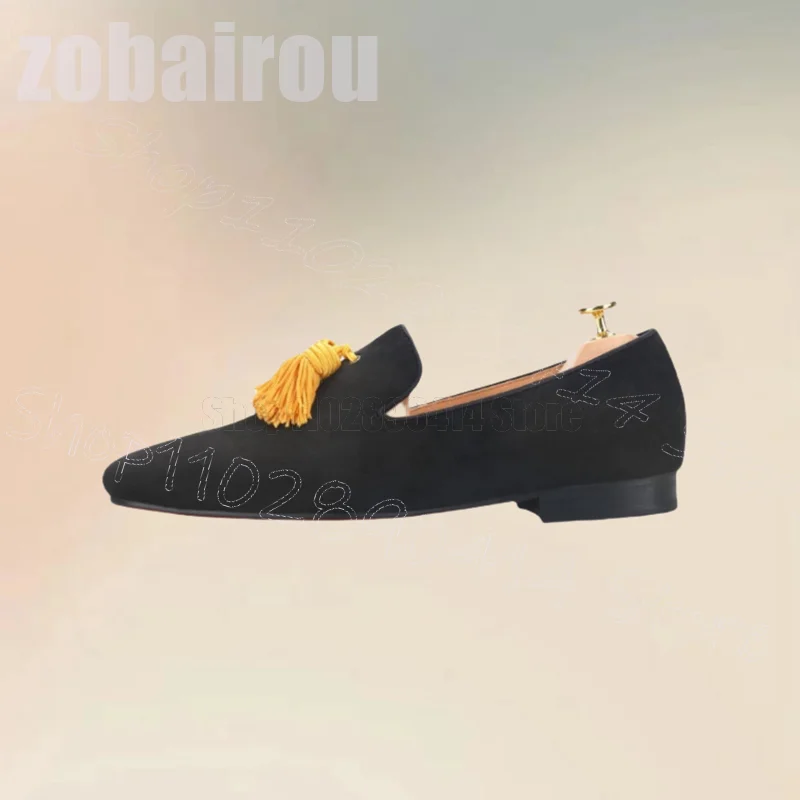 Yellow Tassels Decor Black Sue - огляд і ціна Men'S Shoes Yellow And Black