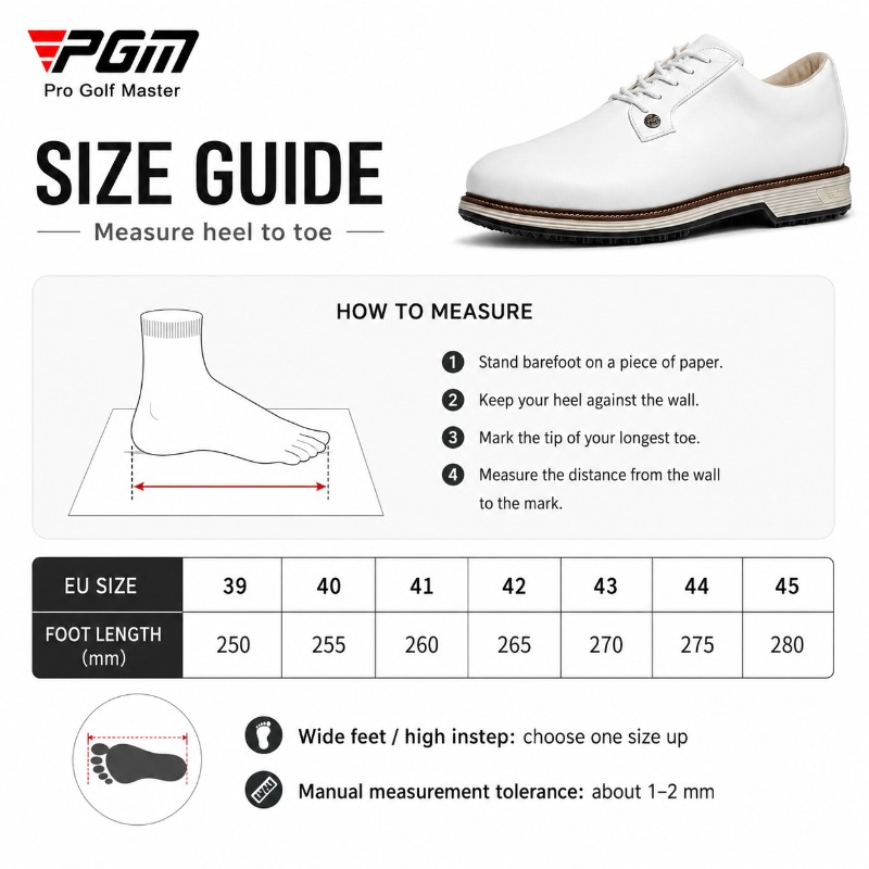 PGM Men's Cow Leather Golf Sho - огляд і ціна Men Shoes Eu To Us