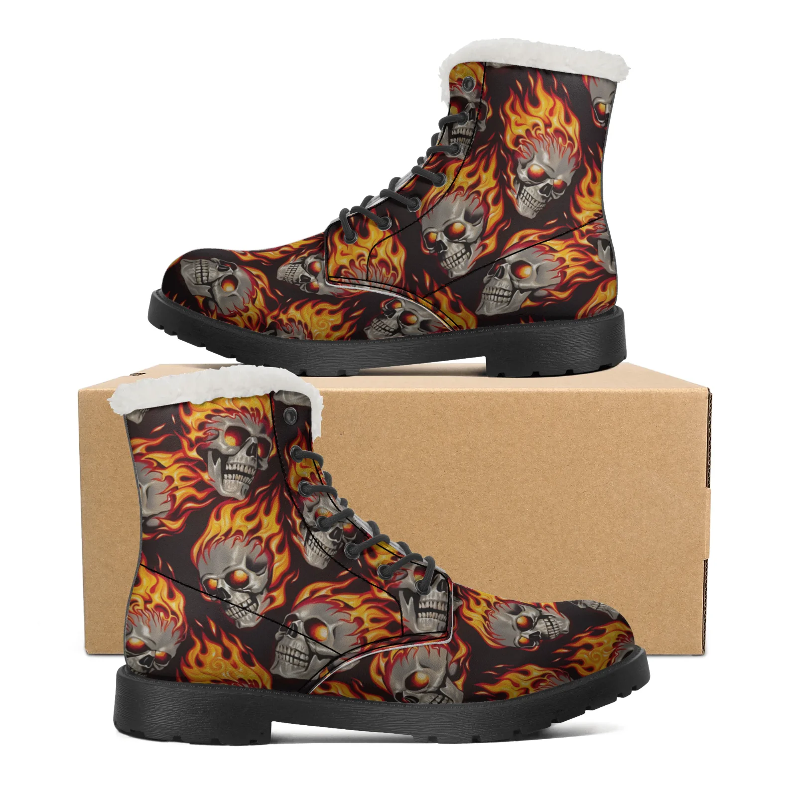 Fire Skull Patterns Snow Boots - огляд і ціна Men Shoes Eu To Us
