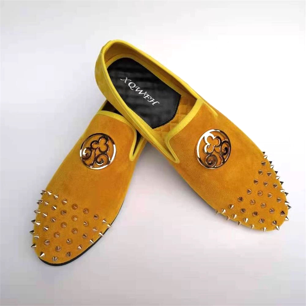 XQWFH 2021 Handmade Yellow Lea - огляд і ціна Men'S Shoes Yellow And Black