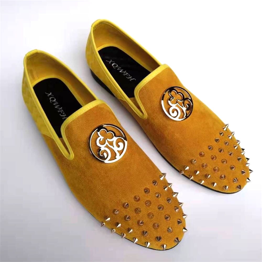 XQWFH 2021 Handmade Yellow Lea - огляд і ціна Men'S Shoes Yellow And Black